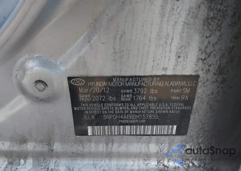 2013 Hyundai Elantra Gls from USA, damaged, VIN 5NPDH4AE0DH157855